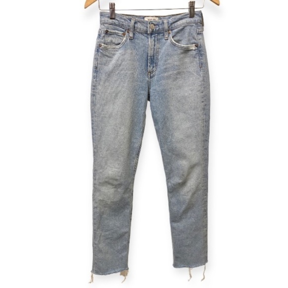 AGOLDE Lyle Sz 24 Midrise Fray Hem Ankle Jeans Women’s Stretch Light Raw Hem - Picture 2 of 13